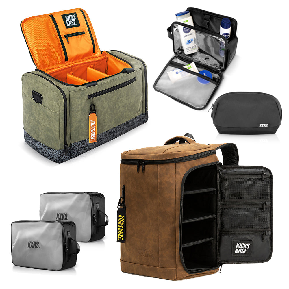 2 x Suede + 2 x Toiletry Bag/Tech Pouch + 2 x Packing Cube Bundle