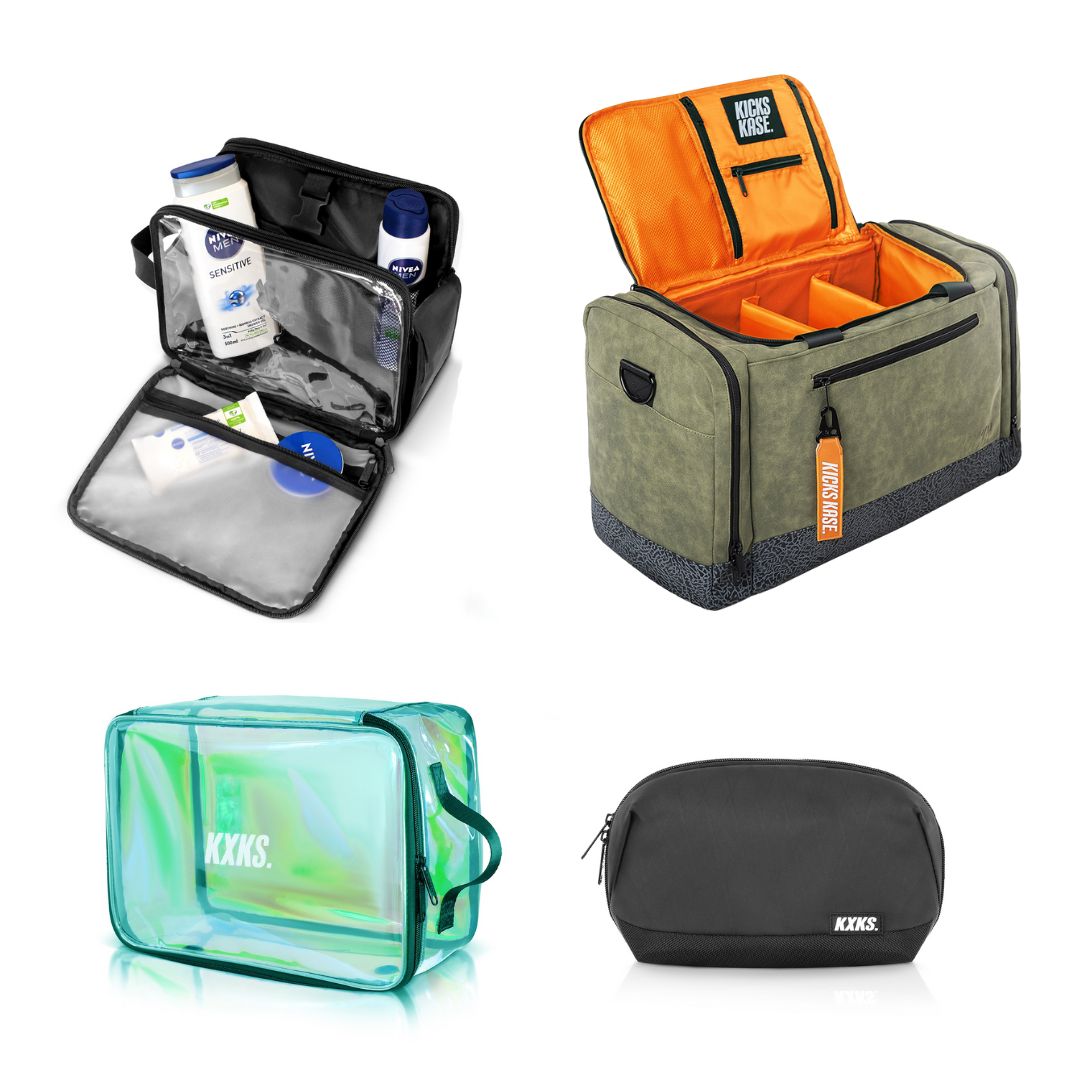 Suede Duffle/Backpack + 2 x Toiletry/Tech Pouch + Packing Cube Bundle